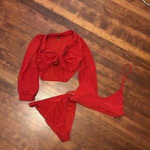 Like new red swimwear fashion nova sz S